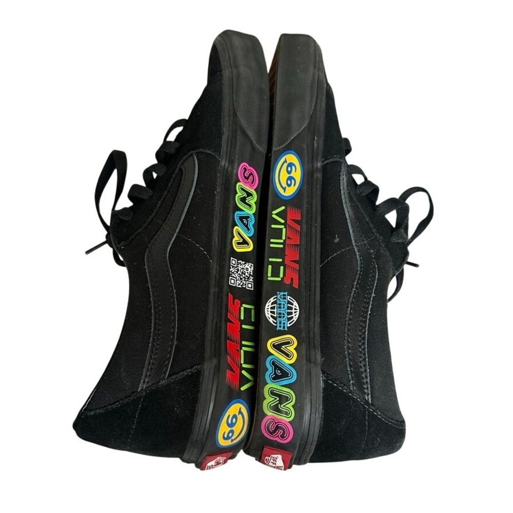 Vans Sk8-Low Black Multi Color Disruptive Logo Sneakers Mens 10 Skate Shoes‎
